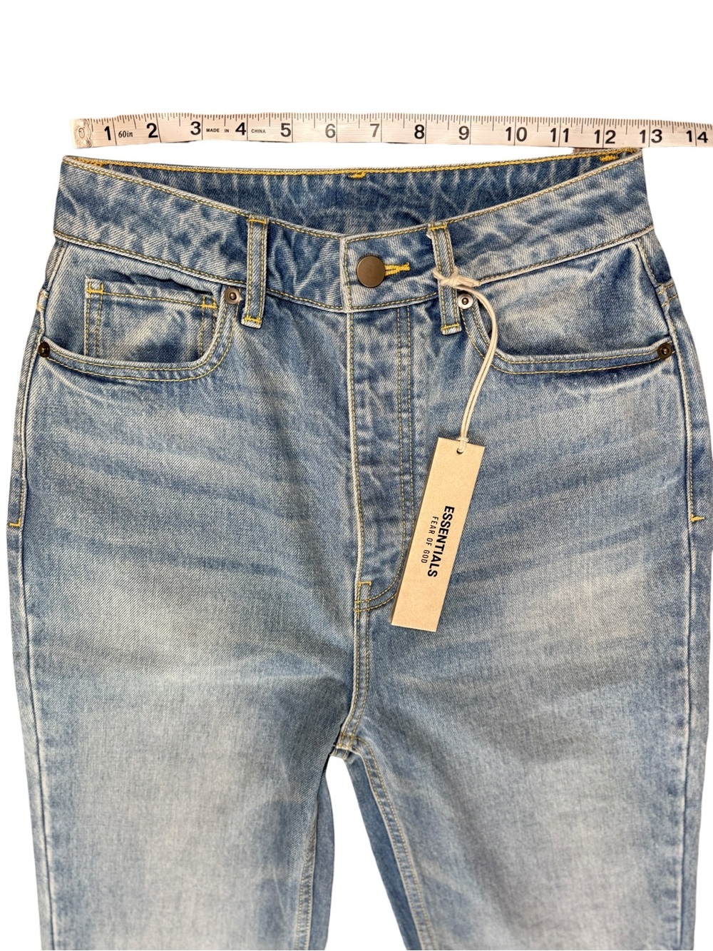 NWT Fear of God ESSENTIALS Straight Leg Jeans Classic Blue Size 26 - Picture 10 of 13